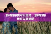 怎样的感情可以离婚，怎样的感情可以离婚呢