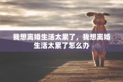 我想离婚生活太累了，我想离婚生活太累了怎么办