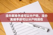 没办离婚手续可以分户吗，没办离婚手续可以分户吗现在