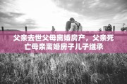 父亲去世父母离婚房产，父亲死亡母亲离婚房子儿子继承