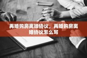 再婚购房离婚协议，再婚购房离婚协议怎么写