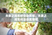 夫妻之间怎样自动离婚，夫妻之间怎样自动离婚呢