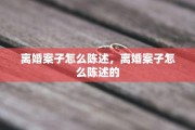 离婚案子怎么陈述，离婚案子怎么陈述的