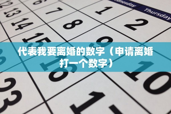 代表我要离婚的数字（申请离婚打一个数字）