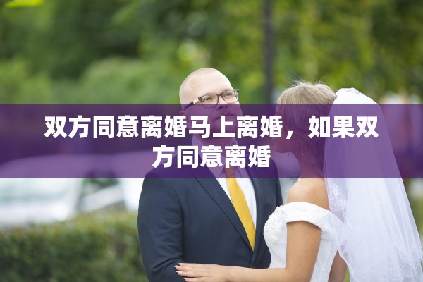 双方同意离婚马上离婚，如果双方同意离婚