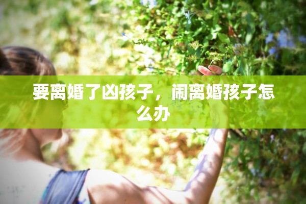 要离婚了凶孩子，闹离婚孩子怎么办